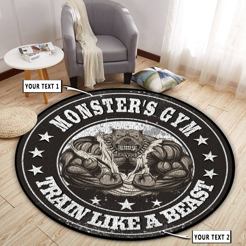 Custom Home Gym Decor Muscle Pitbull Round Rug – Style My Pride
