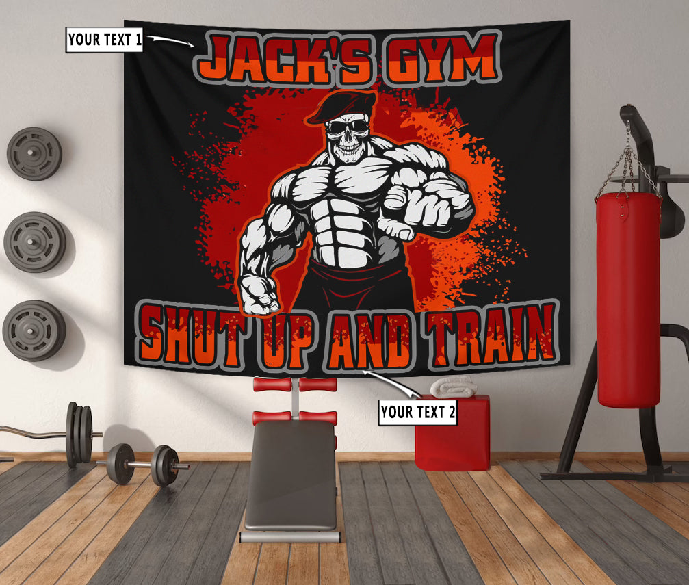 Personalized Bodybuilding Fighter Home Gym Decor Banner Flag Tapestry