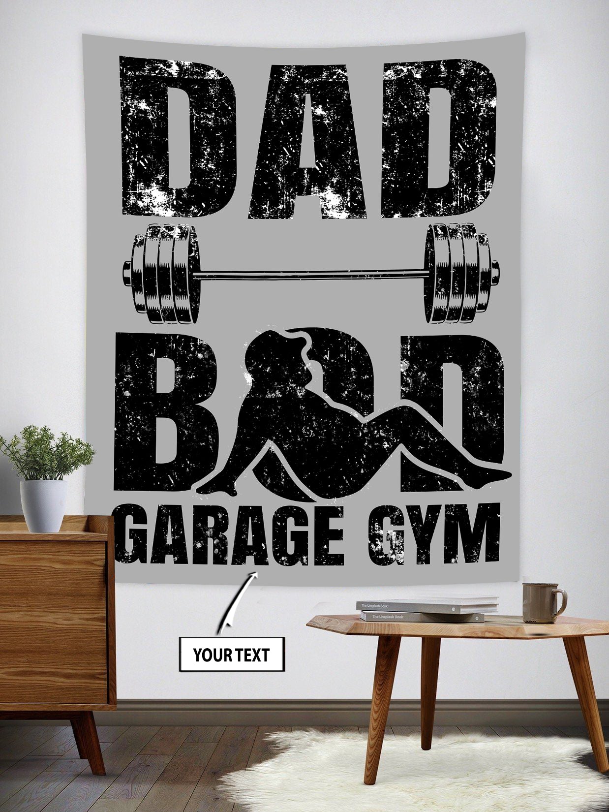 Personalized Dad Bod Gym Decor Motivational Quotes Flag Banner