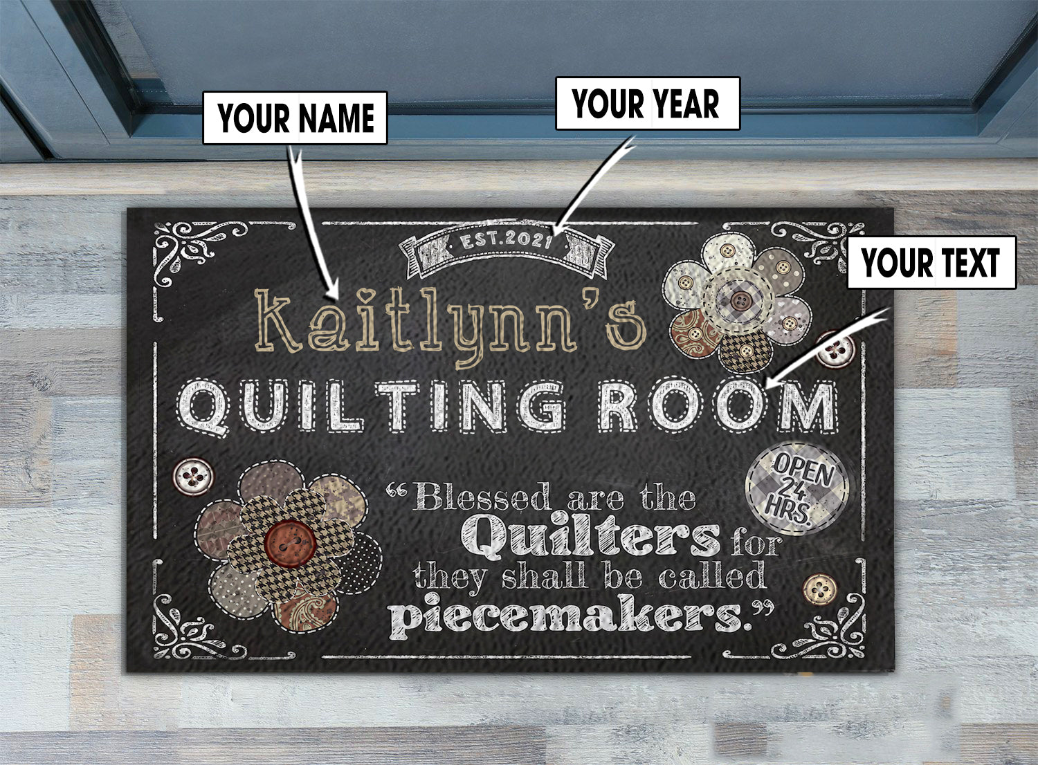 Personalized Quilting Zoom Decor Doormat
