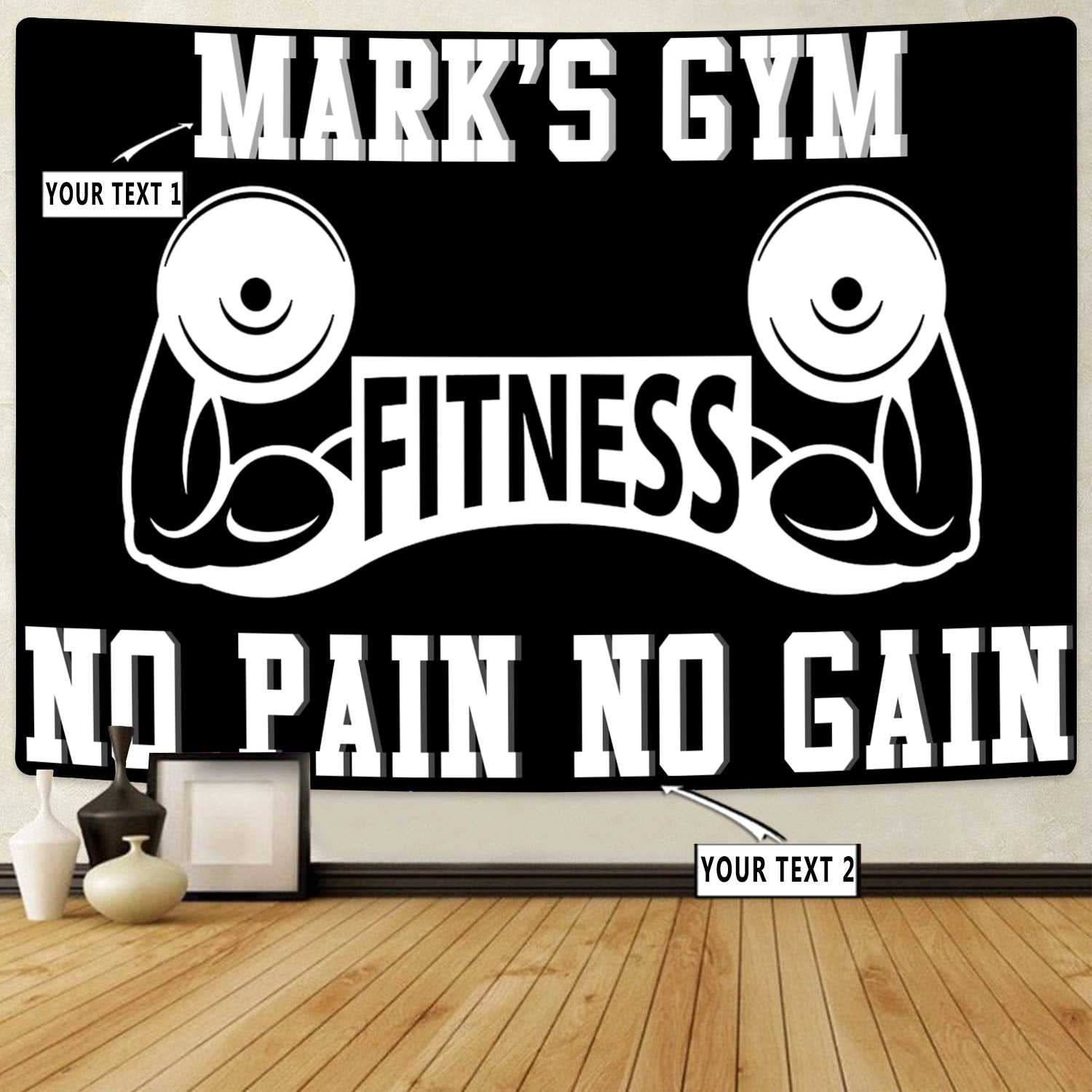 Personalized Home Gym Decor Fitness Banner Flag Tapestry