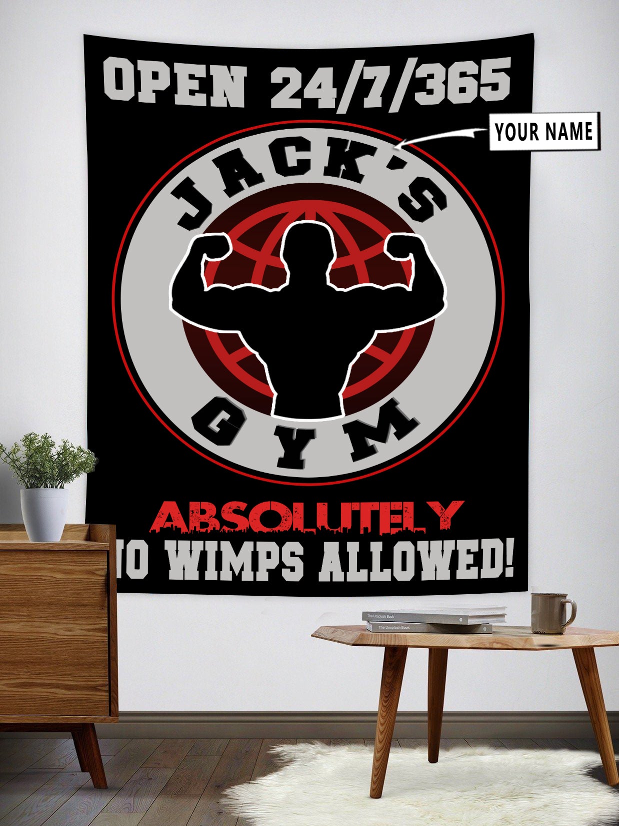 Personalized Home Gym Decor Room Wall Banner Flag Tapestry