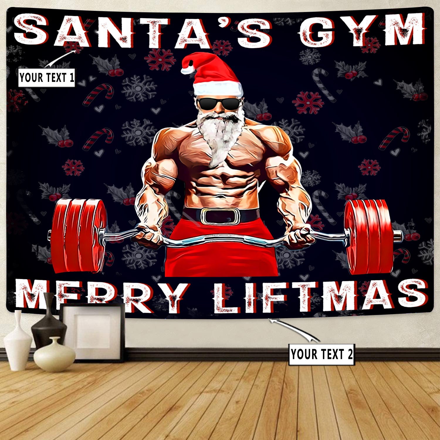 Personalized Fitness Home Gym Decor Liftmas Banner Flag Tapestry
