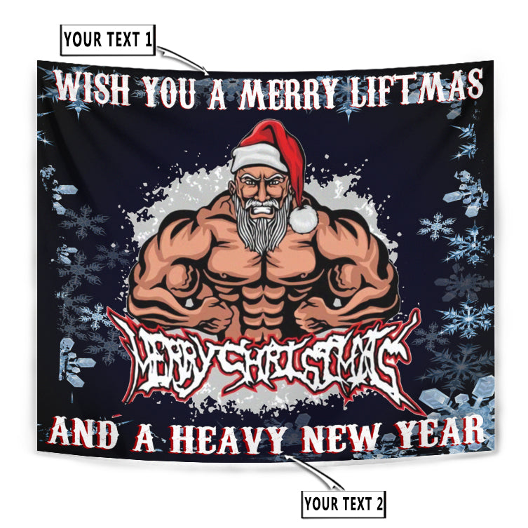 Personalized Christmas Fitness Home Gym Decor Banner Flag Tapestry