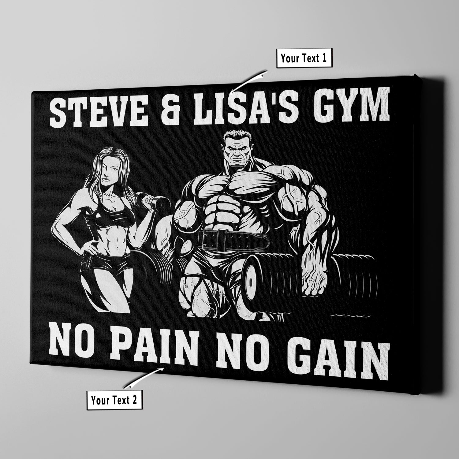 Personalized Gym Couple Poster Canvas Wall Art Home Gym Decor Beauty And The Beast