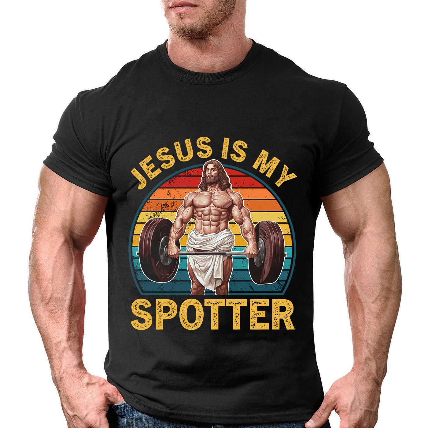 Jesus is My Spotter T-Shirt - Uplift Your Workout | Bodybuilding Gear 11272