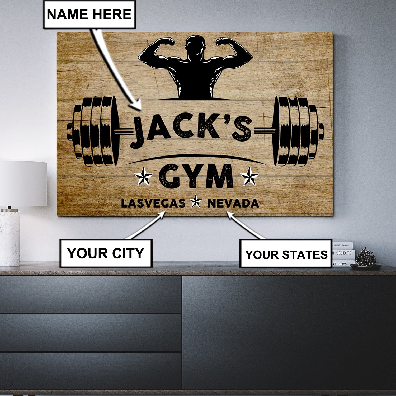 Personalized Motivational Quotes Gym Poster Canvas Home Gym Decor Weightlifting Gift
