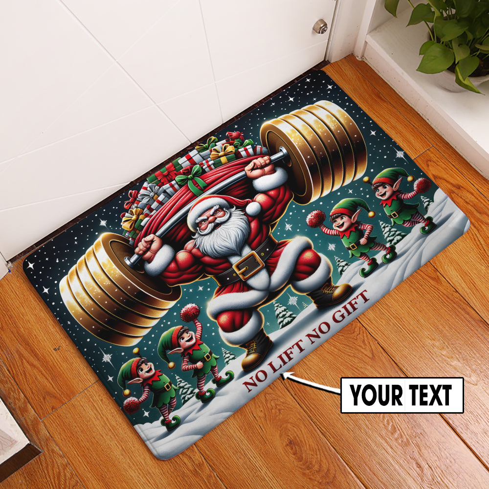 Gym Christmas Doormat Santa Deadlift No Lift No Gift 11302
