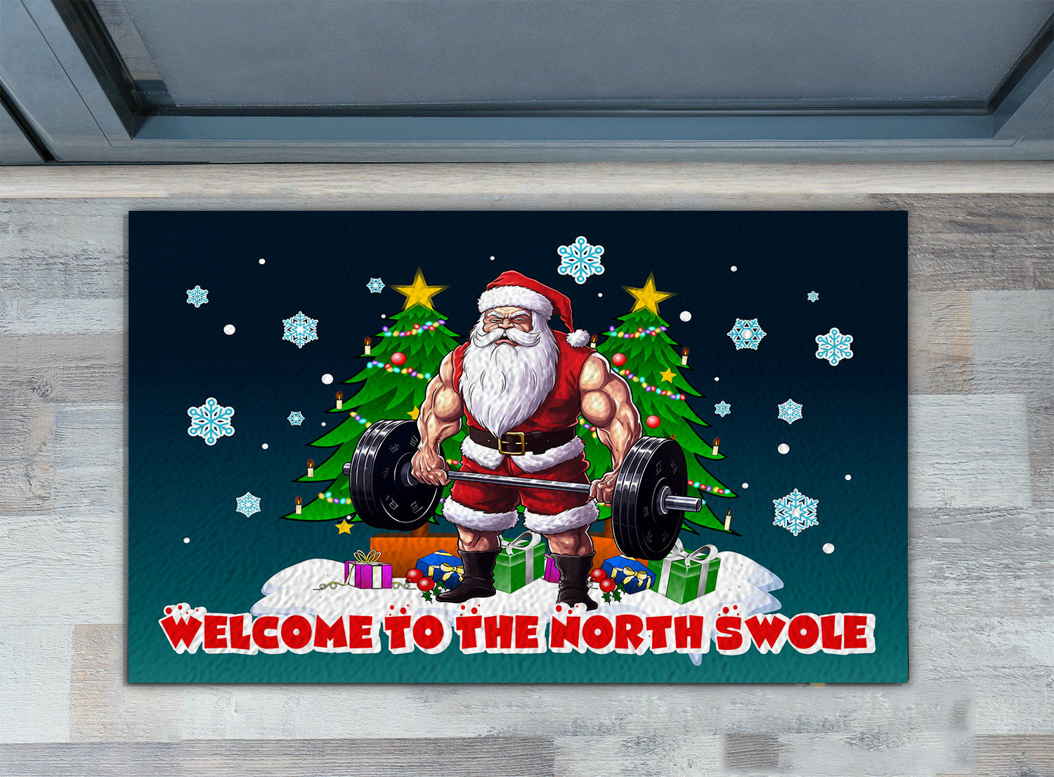 Gym Christmas Doormat Welcome to The North Swole 11299