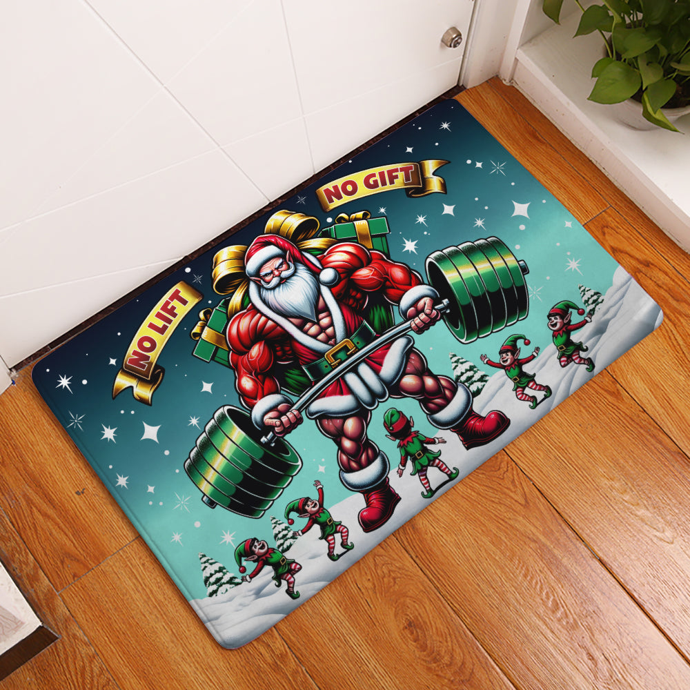 Gym Christmas Doormat Santa Deadlift No Lift No Gift