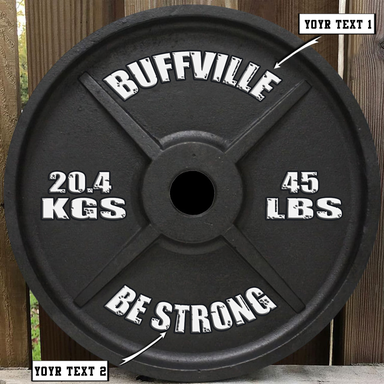 Personalised Gym Barbell Round Wooden