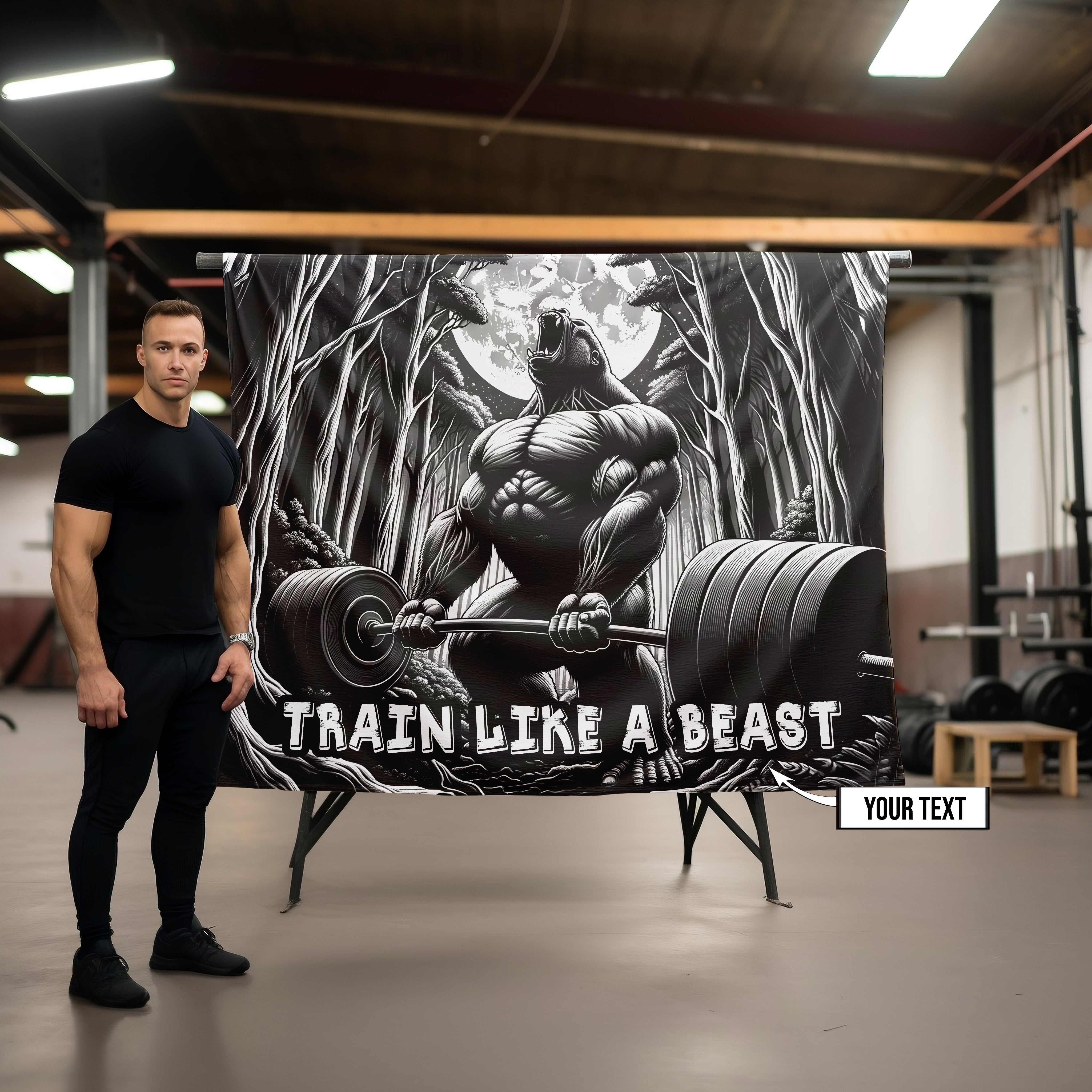 Gorilla in Jungle Gym Rug Train Like a Beast Gym Motivation Rug