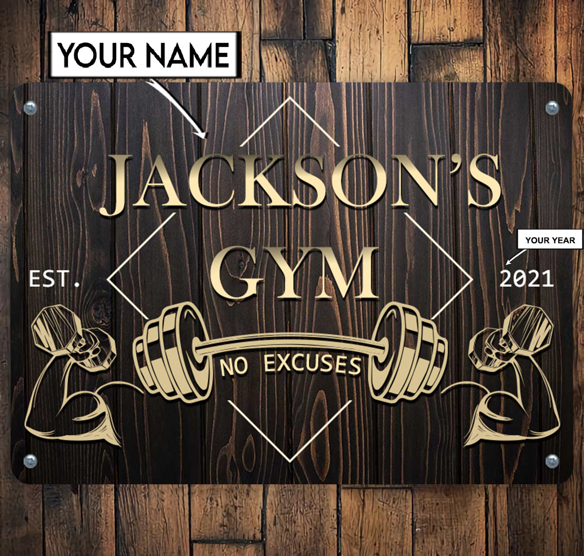 Personalized Bodybuilding Metal Sign Home Gym Decor No Excuses Gym Gift