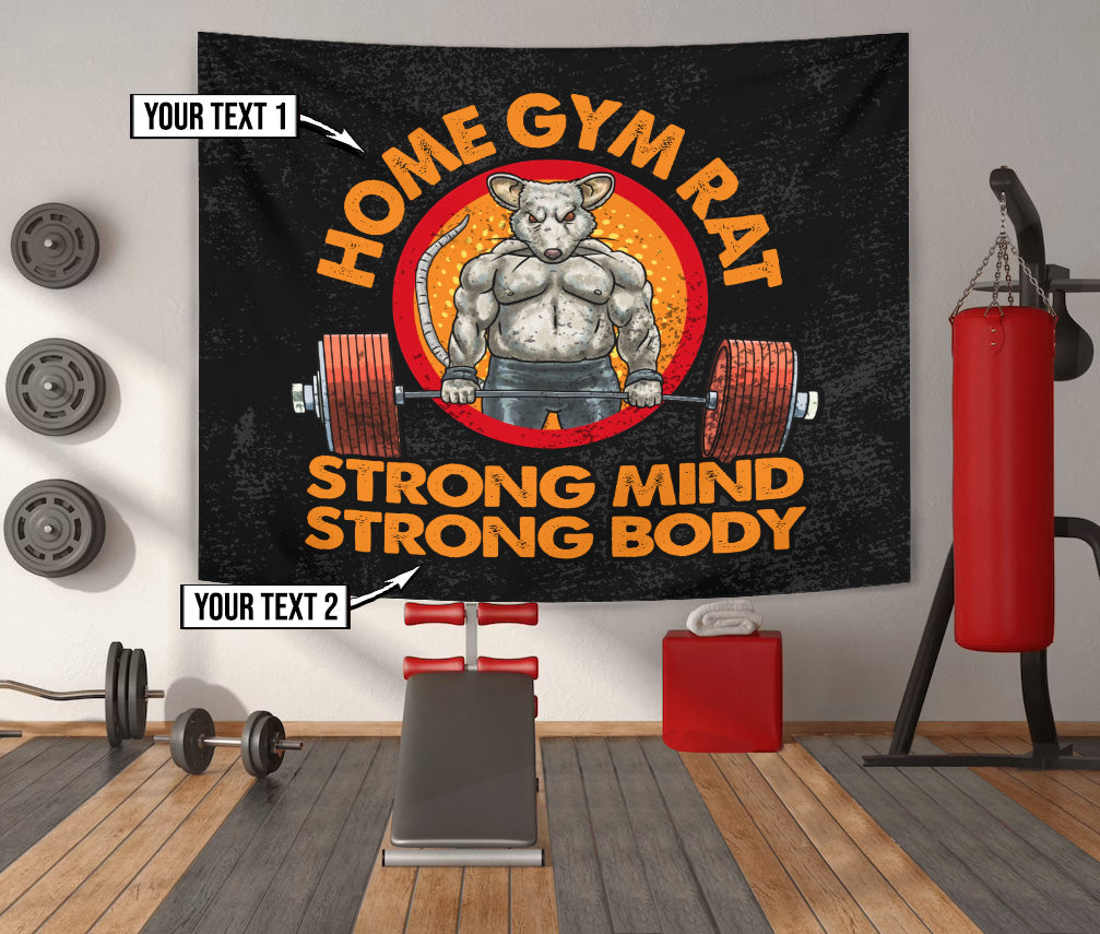 Personalized Home Gym Rat Flags Banner