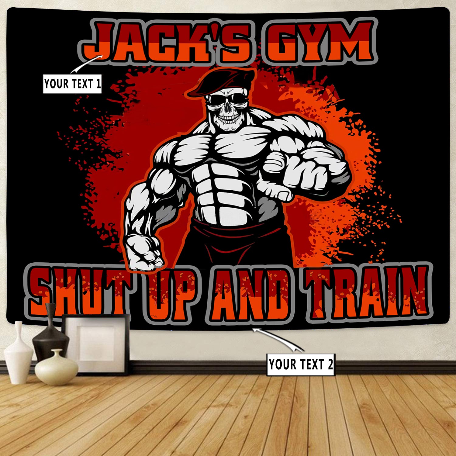 Personalized Bodybuilding Fighter Home Gym Decor Banner Flag Tapestry