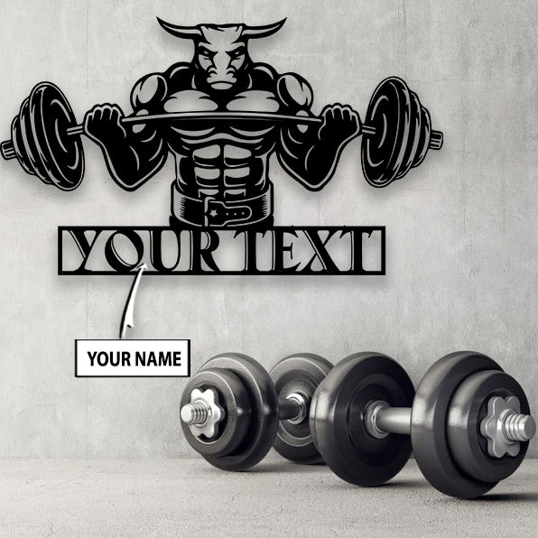 Gym Custom Metal Sign Gym Wall Art Bodybuilding Barbell Weightlifting Sign