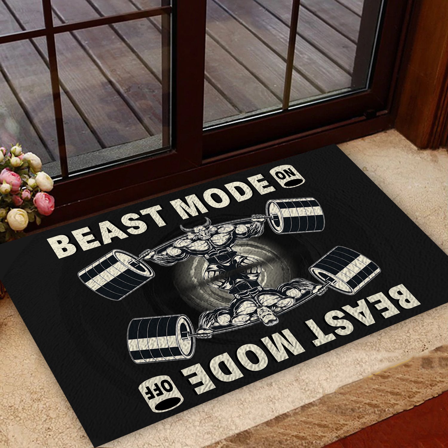 Beast Mode On Off Bodybuilding Home Gym Decor Door Mat