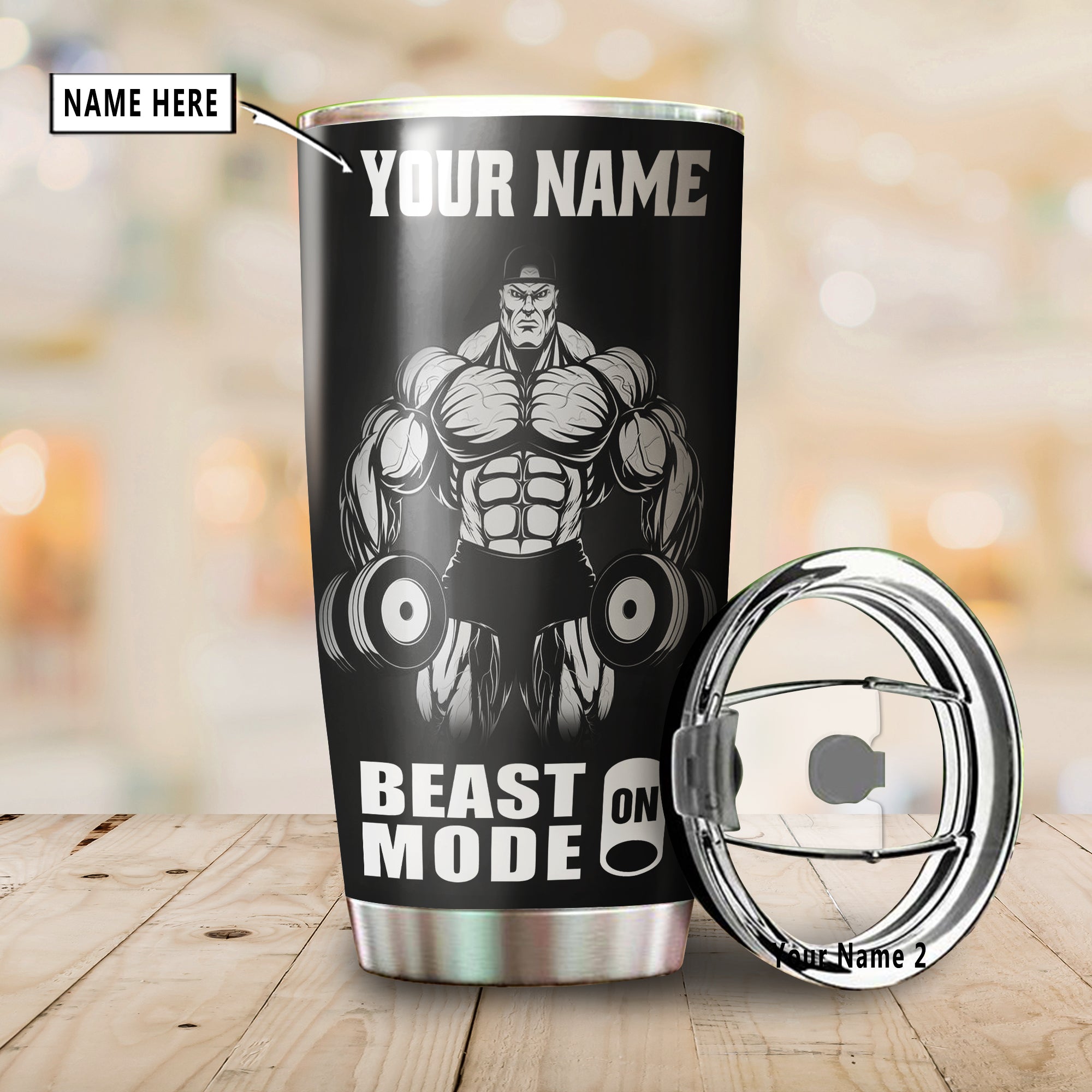 Personalized Beast Mode Gym Tumbler Workout Gifts