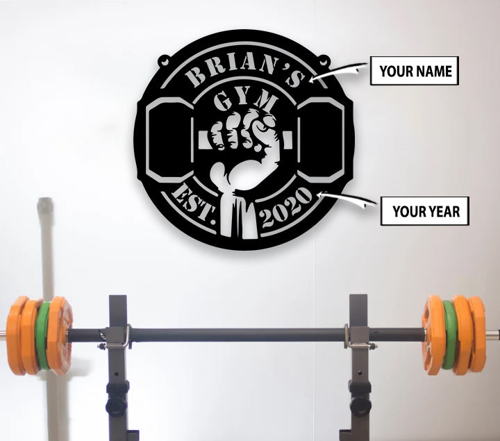 Gym Custom Metal Sign Gym Wall Art Bodybuilding Dumbbell Weightlifting Gift