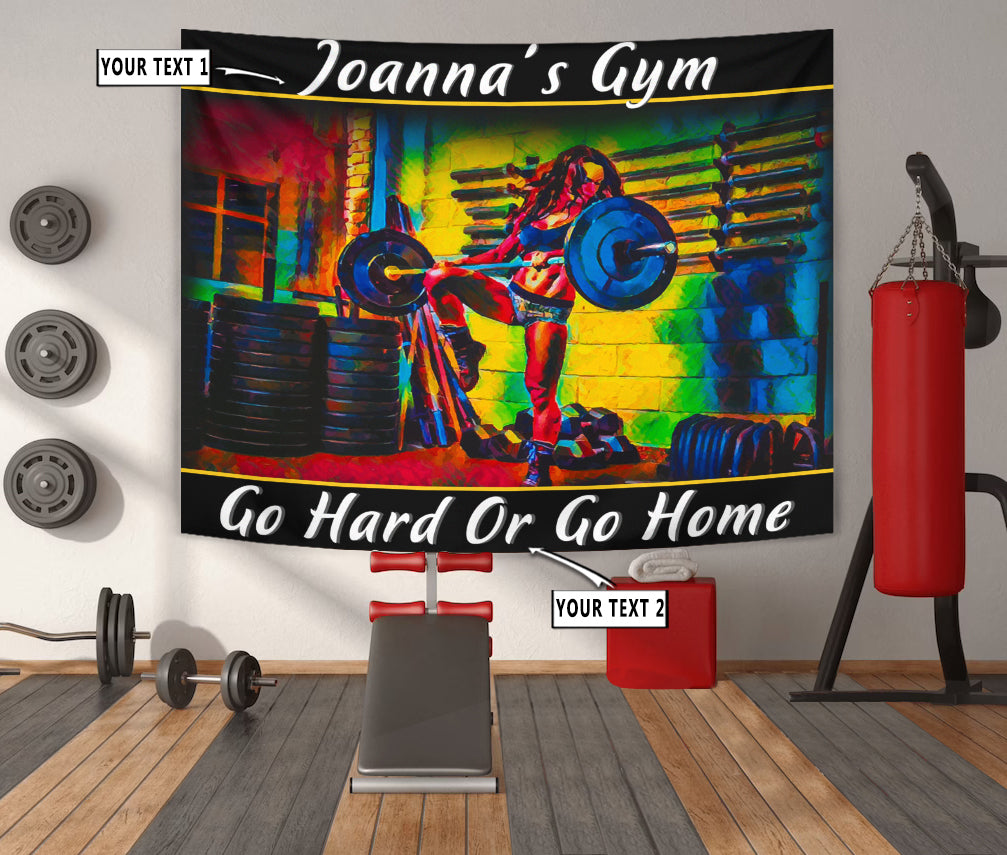 Personalized Fitness Home Gym Decor Girl Art Banner Flag Tapestry