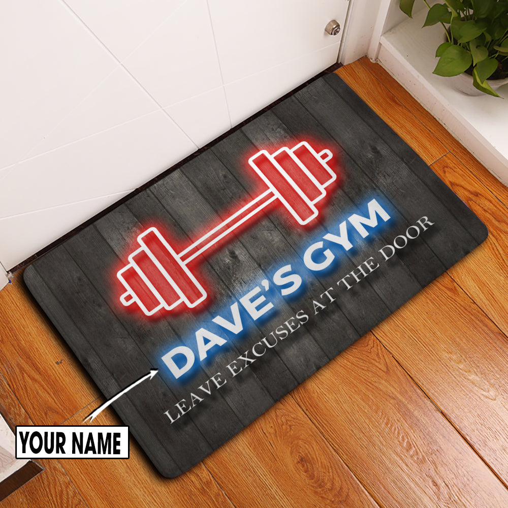 Personalized Fitness Home Gym Decor Neon Effect Doormat