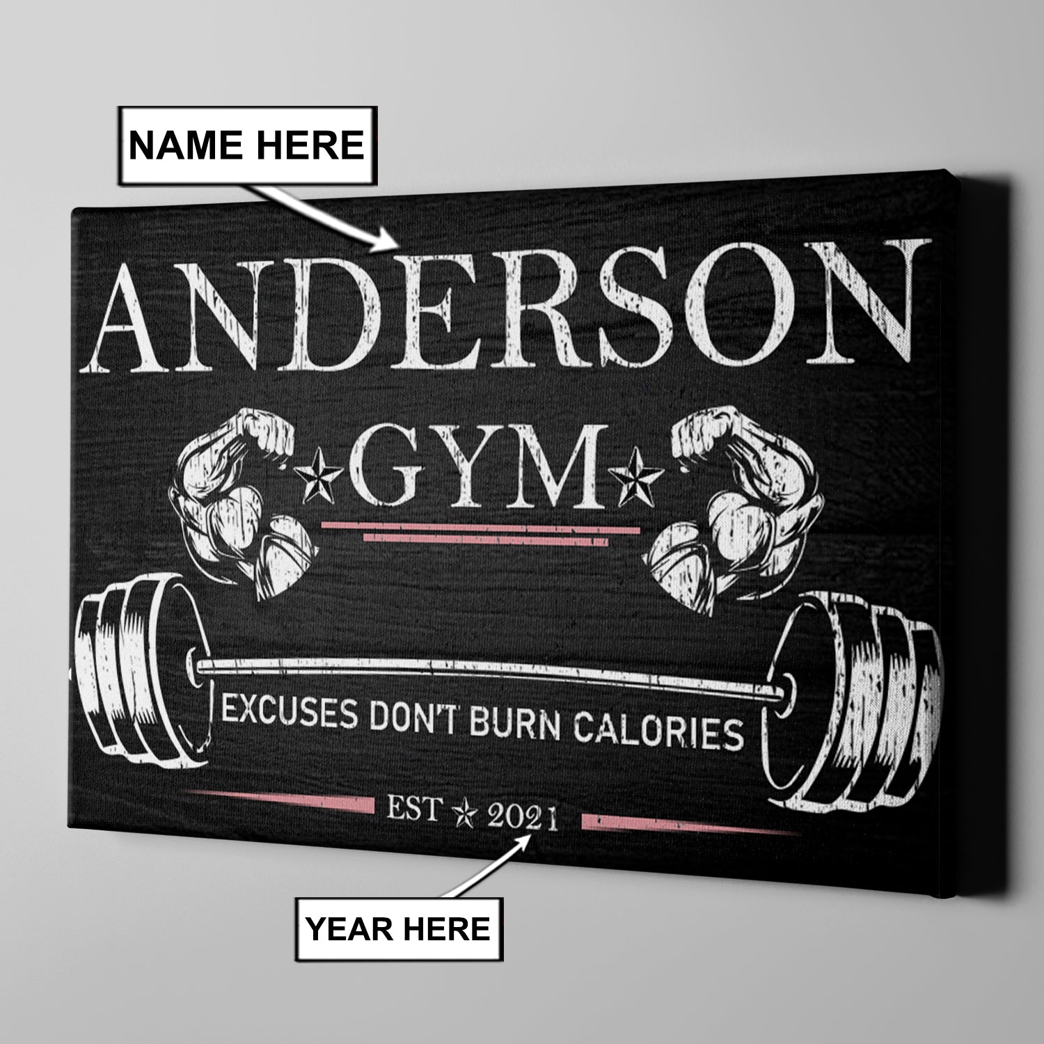 Home Gym Decor Excuses Dont Burn Calories Canvas, Wall Art