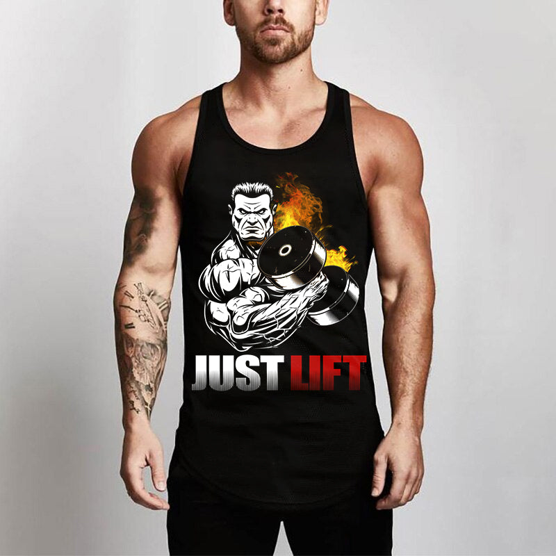 Men Gym Tank Tops Motivational Shirts Just Lift