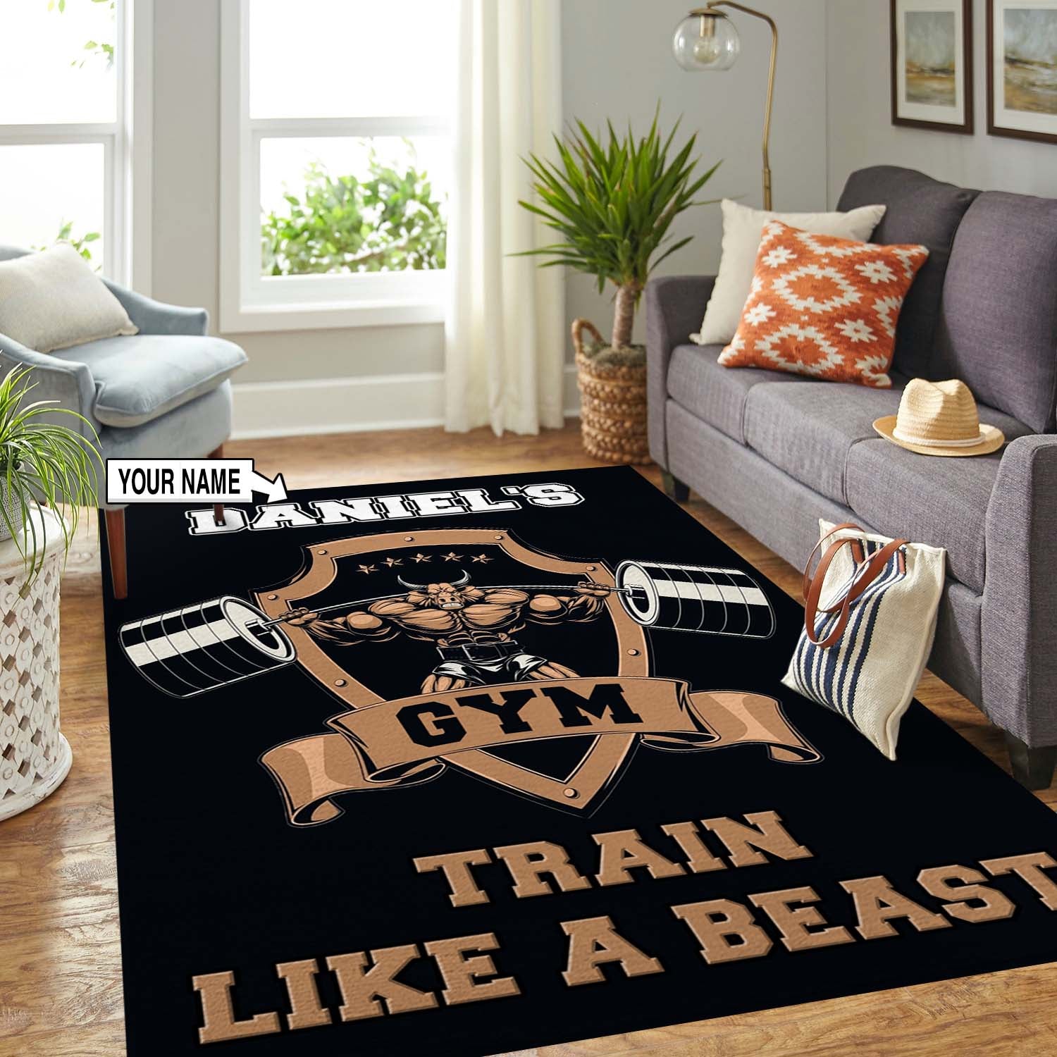 Personalized Gym Rug Train Like A Beast Home Gym Decor