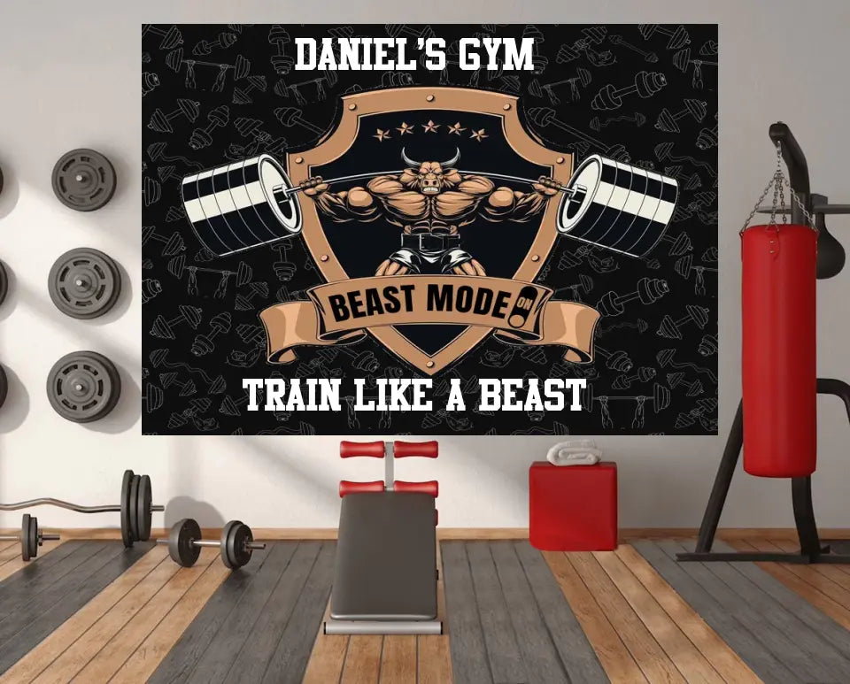 Products Personalized Gym Flags Banners Tapestry Home Gym Decor Garage Gym Flags Weightlifting Train Like A Beast 09499