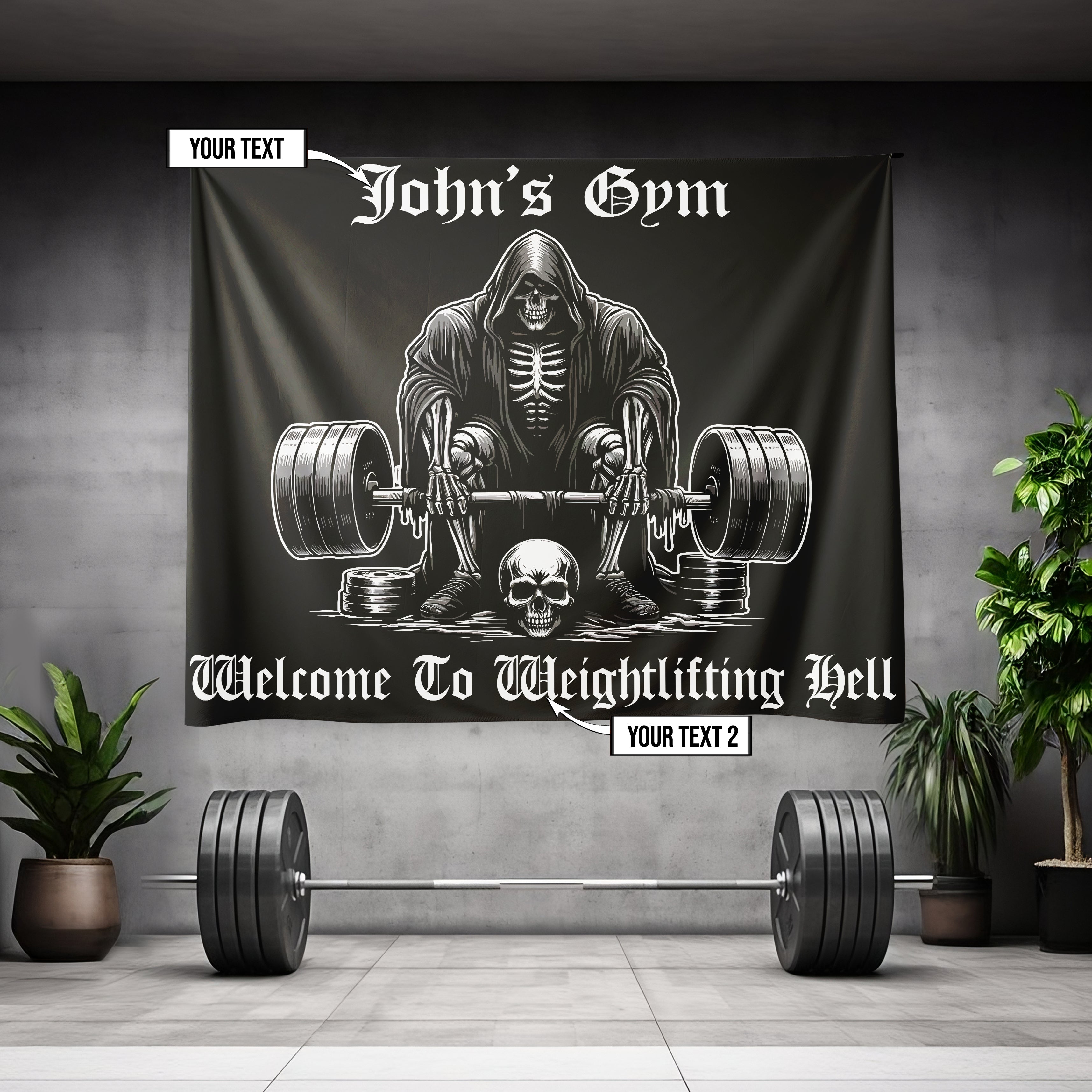 Custom Gym Flag Banner Welcome to Weight Lifting Hell 11344