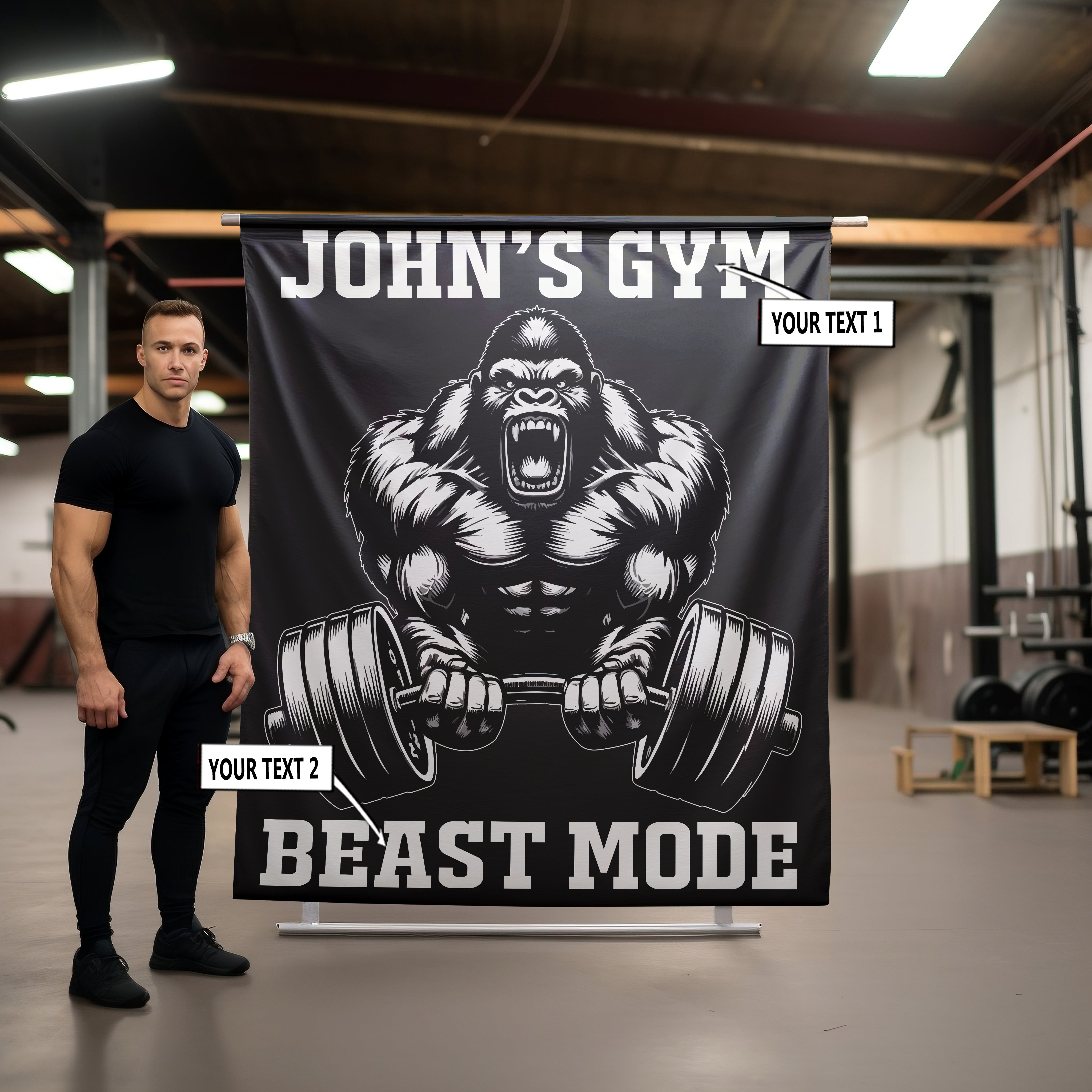 Personalized Gym Tapestry Beast Mode