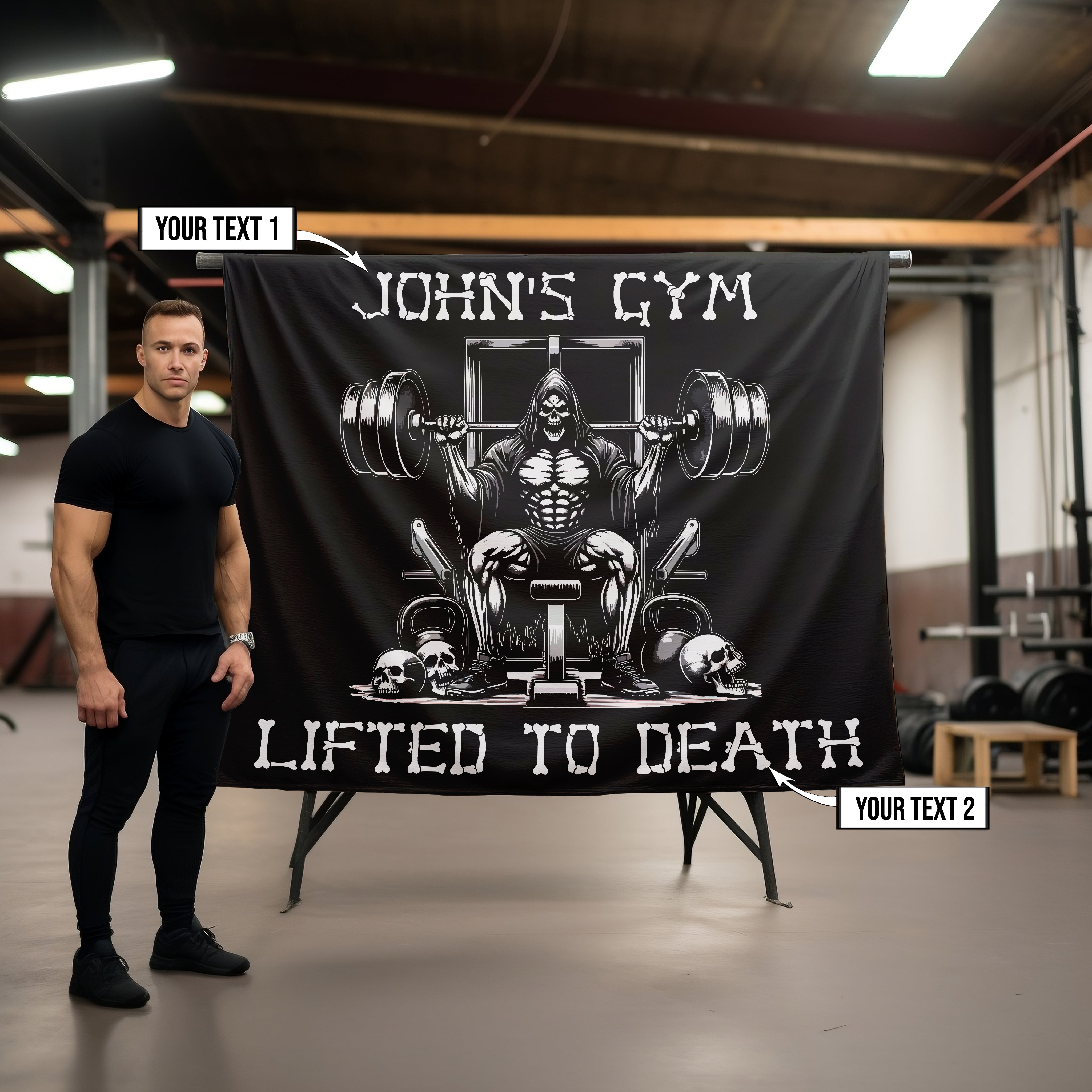 Personalized Gym Flag Gothic Lifted To Death 11339