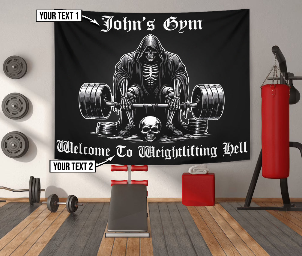 Custom Gym Flag Banner Welcome to Weight Lifting Hell 11344