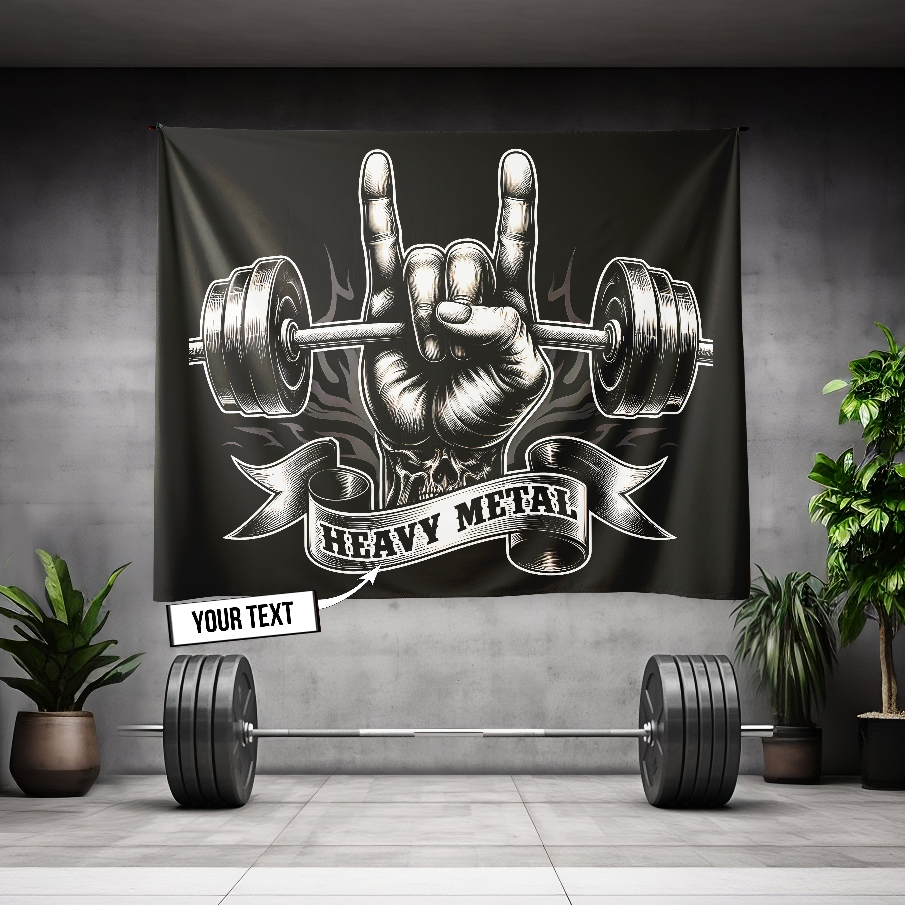 Personalized Gym Flag Heavy Metal Sign 11340